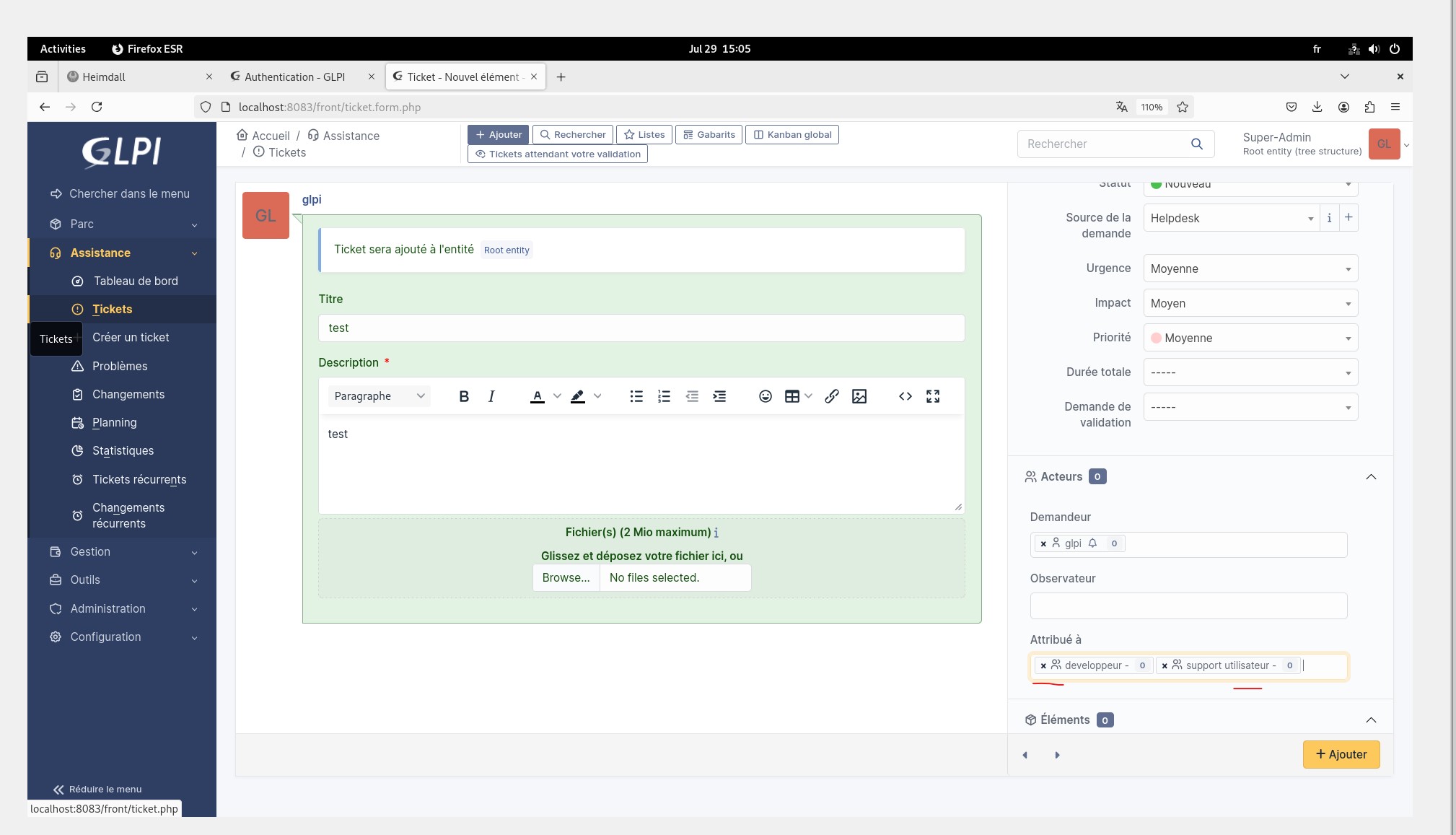interface glpi